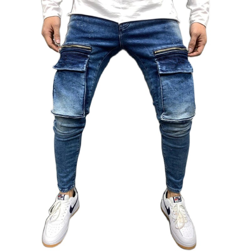 2021 Ọhụrụ Ejiji Nwoke Jeans Kere Multi - Pocket Street Hip-Hop Factory Custom Je (1)