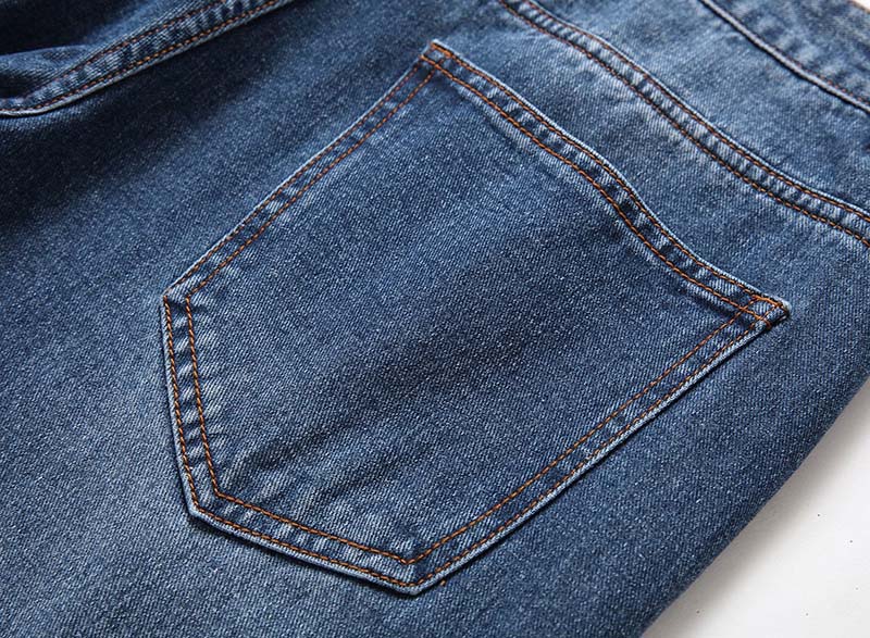 2021 Նոր տղամարդու ջինսե միջին վերևի ուղիղ երկար տաբատ պատված ջինսե տաբատ Casual Jeans M (