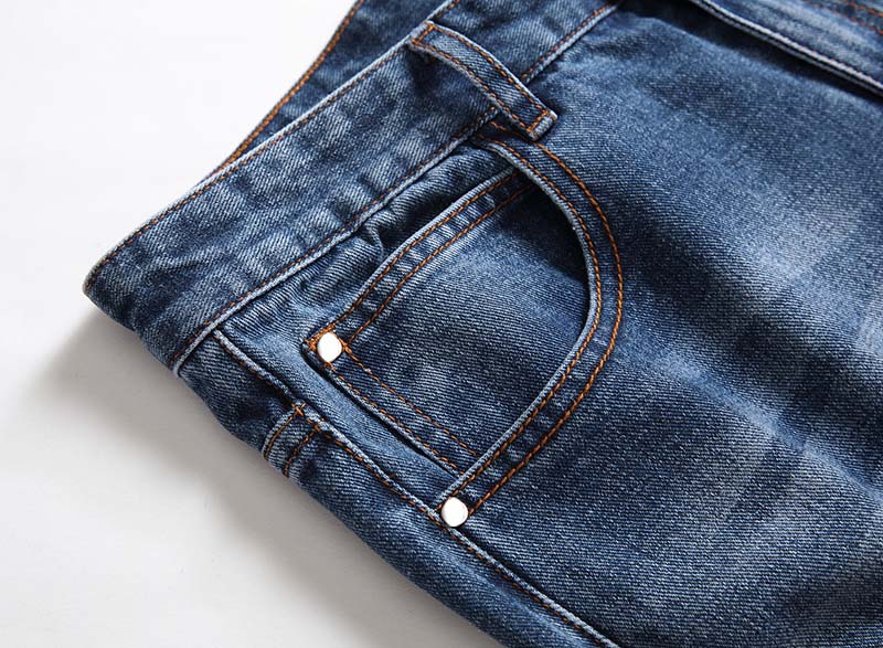 2021 Nieuwe herenjeans Halfhoge rechte lange broek Gescheurde spijkerbroek Casual jeans M ( (11)