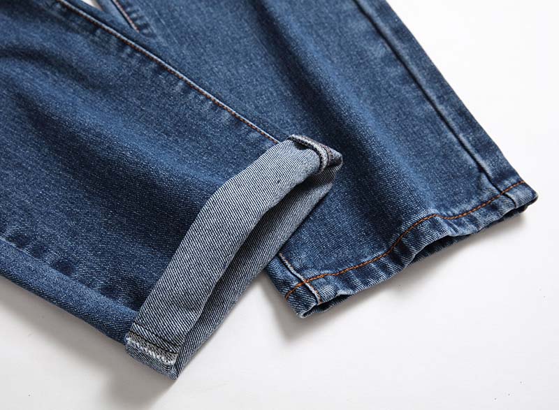 2021 Nieuwe herenjeans Halfhoge rechte lange broek Gescheurde spijkerbroek Casual jeans M ( (7)