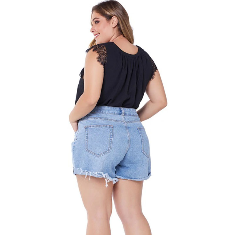 Kustom Musim Panas XL Fashion Wanita Celana Pendek Denim Jeans (4)