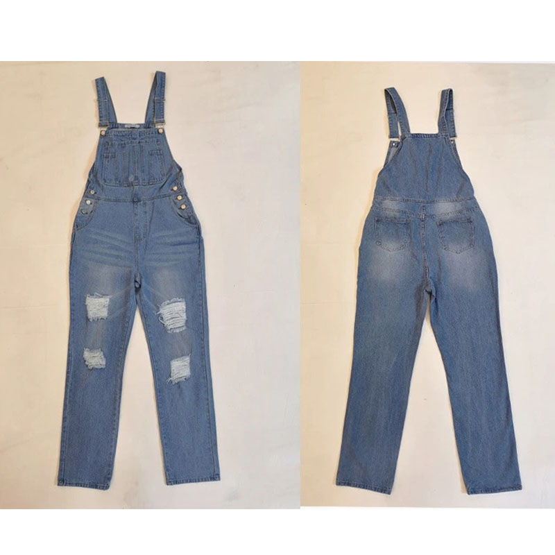 Denim Overalls gewaschen Einfach Plus Gréisst Damen Jeans Suspenders (5)