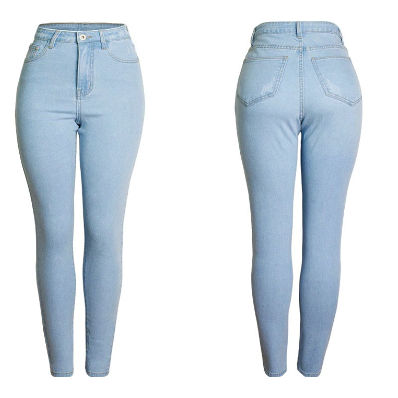 Groothandelprys Hoë middellyf Skinny Vroue-jeans (5)